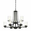 Designers Fountain Jedrek 9 Light Classic Black with Clear Glass Shades Chandelier For Dining Rooms 93389-BK